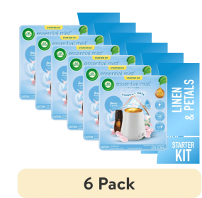 (6 pack) Air Wick Essential Mist Scented Oil Air Freshener Diffuser Starter Kit, Linen and Petals, 2 Piece