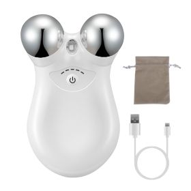 1Pc Micro-current Face Massager Rechargeable Face Neck Roller Intelligent Facial Massager With 5 Gears For Skin Tightening Skin Lifting Wrinkle R (Color: White)